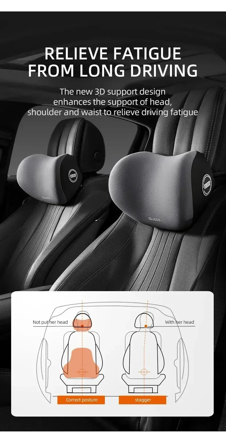 Memory Foam Car Headrest & Lumbar Support Set – Ergonomic Neck & Back Cushion
