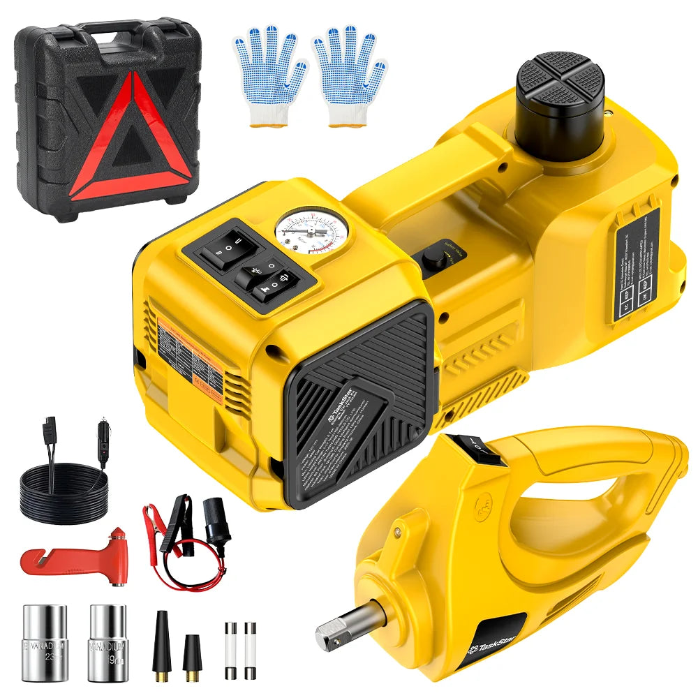 Taskstar 5-Ton Electric Car Jack Kit – 3-in-1 Electric Jack, Impact Wrench & Tire Inflator