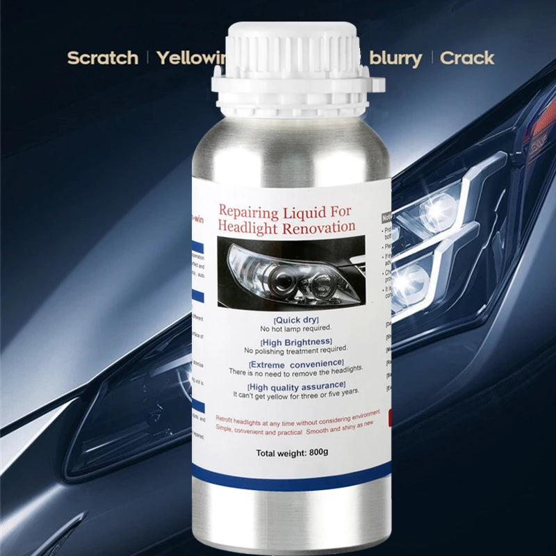 800ML Headlight Restoration Fluid – Professional Headlight Polishing &amp; Renewal Solution