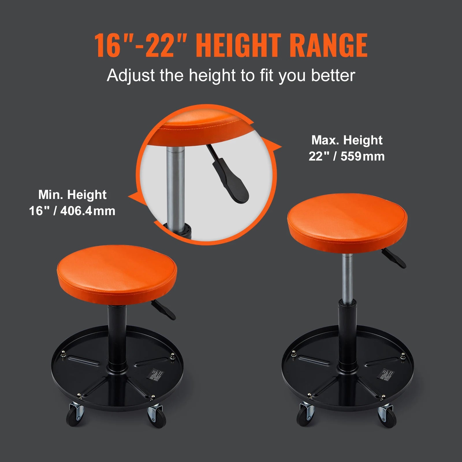 Rolling Pneumatic Mechanic Stool – Adjustable Garage Seat with Tool Tray & 360° Casters