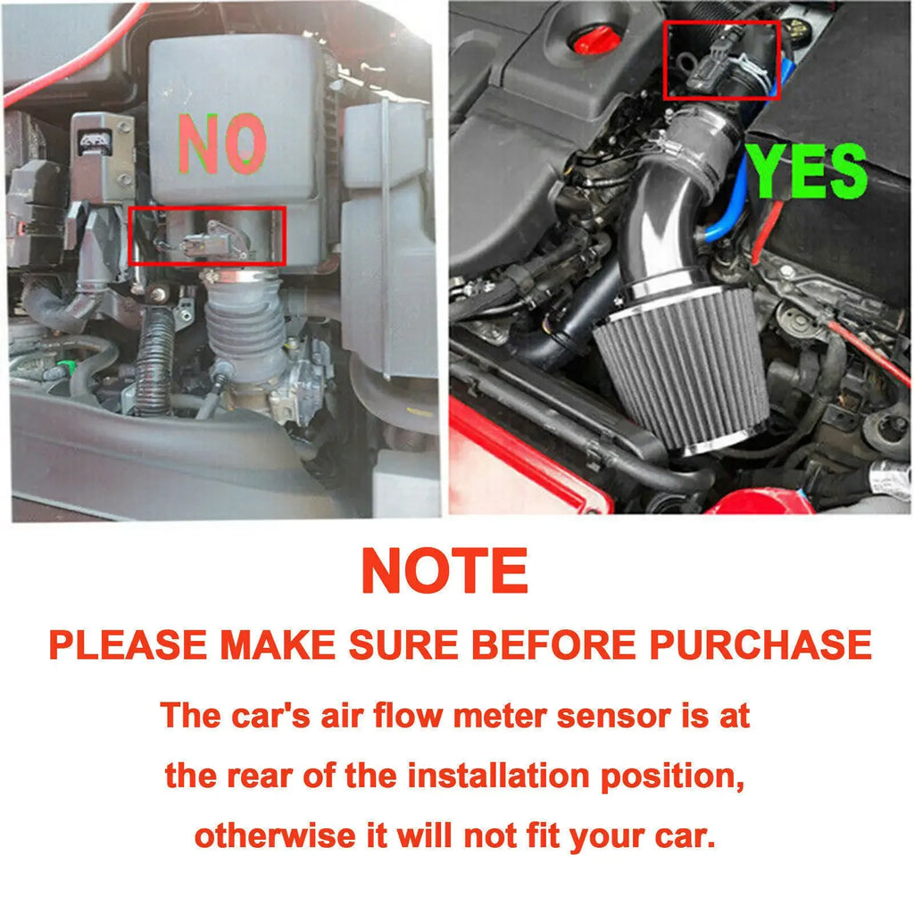Universal 3" Cold Air Intake Kit with High-Flow Air Filter