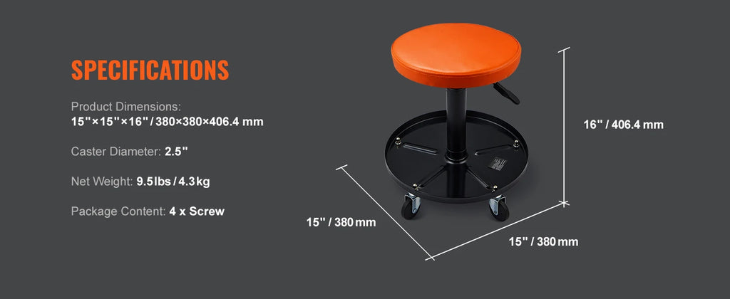 Rolling Pneumatic Mechanic Stool – Adjustable Garage Seat with Tool Tray & 360° Casters