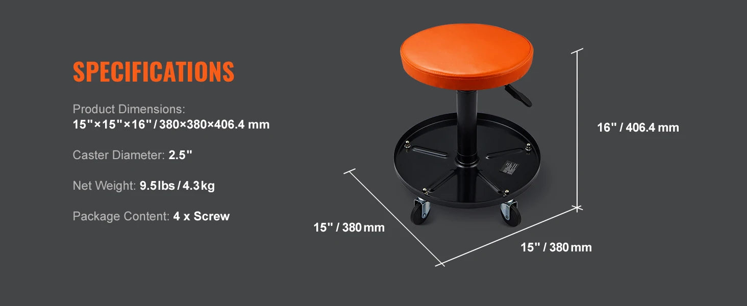 Rolling Pneumatic Mechanic Stool – Adjustable Garage Seat with Tool Tray & 360° Casters