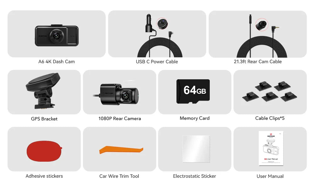RedTiger 4K Ultra HD Dash Cam with GPS & WiFi