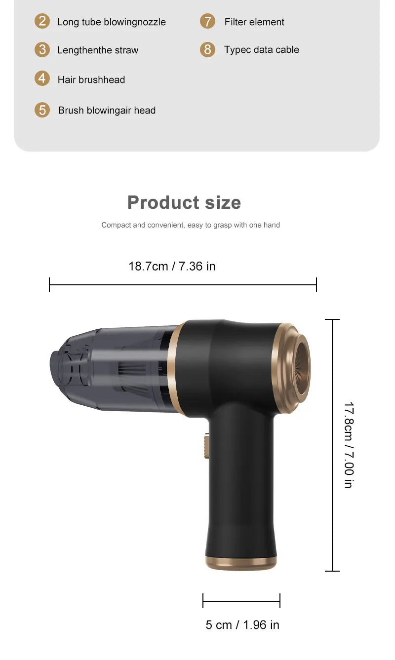 High Power 2-in-1 Car Blower Vacuum | Portable Cordless Auto & Home Cleaning Tool