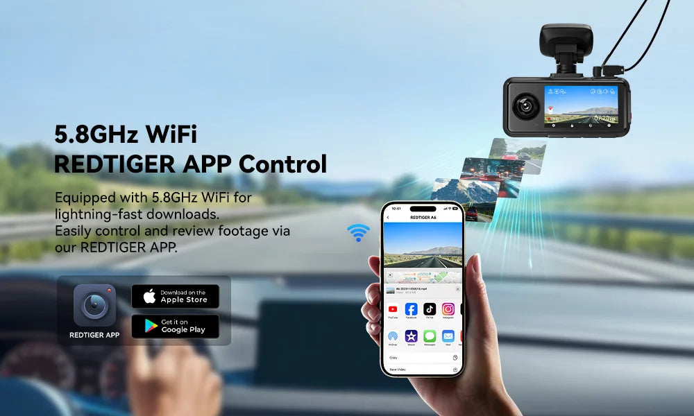 RedTiger 4K Ultra HD Dash Cam with GPS & WiFi