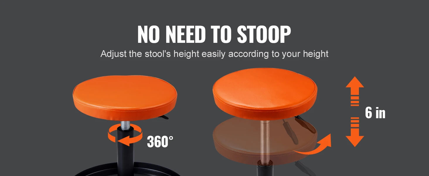 Rolling Pneumatic Mechanic Stool – Adjustable Garage Seat with Tool Tray & 360° Casters